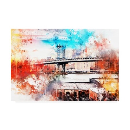 Philippe Hugonnard 'NYC Watercolor Collection - The Manhattan Bridge IV' Canvas Art,30x47